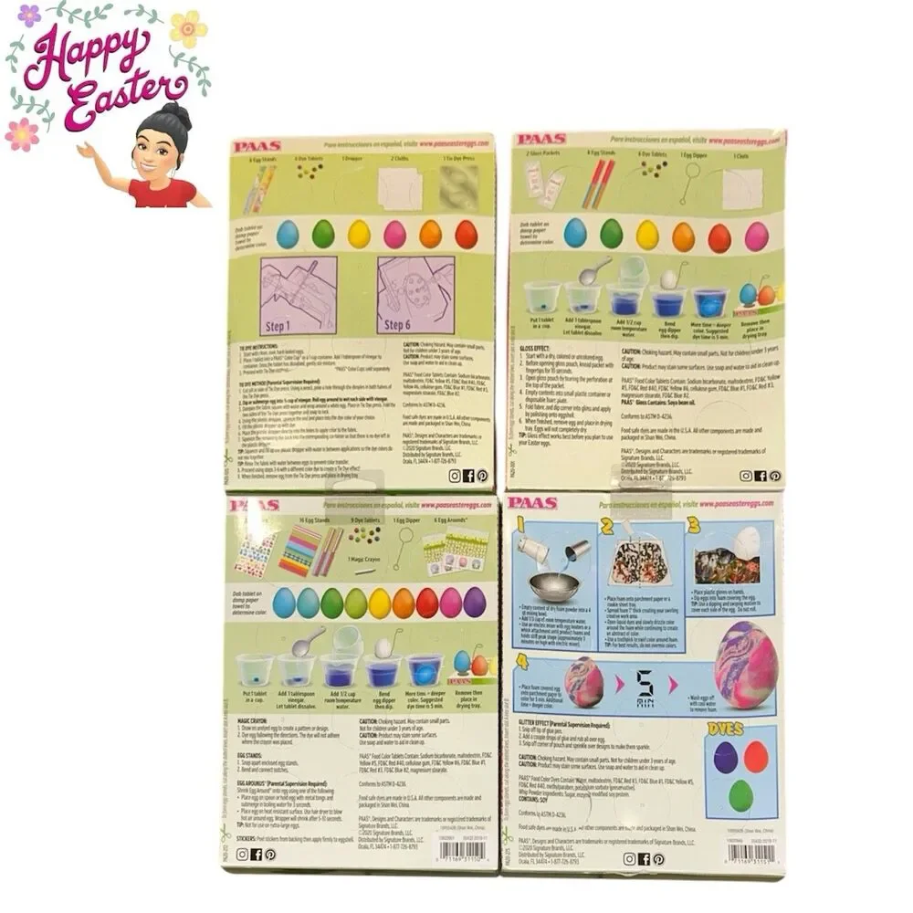 4x PAAS Easter Egg Coloring Kits and Stickers